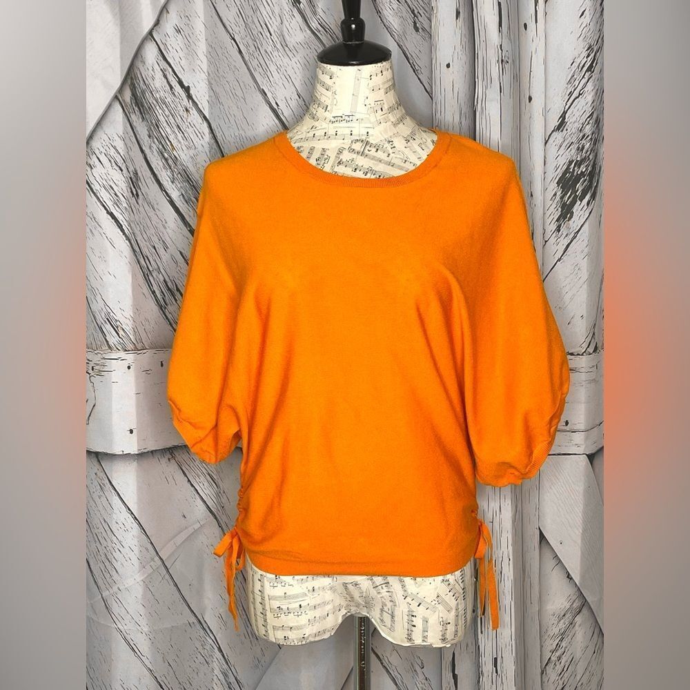 Express Top Ruched Sides Dolman Sleeves Orange M